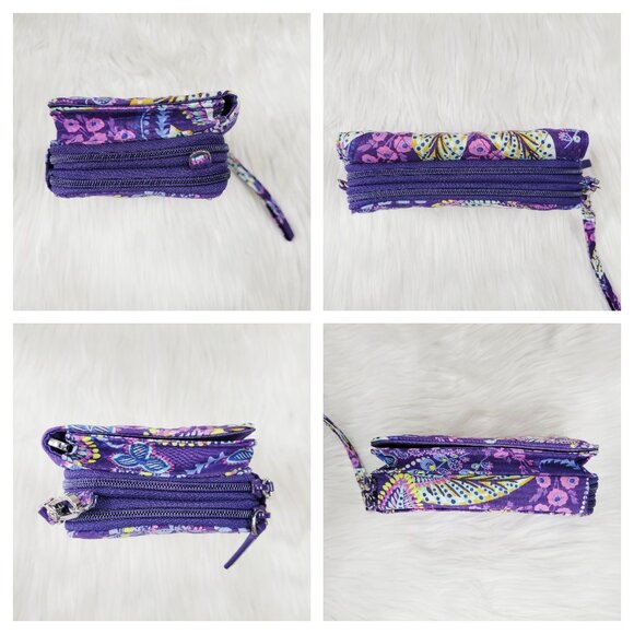 NWOT Vera Bradley 3 in 1 Crossbody Wristlet Batik Leaves All In One Purple RFID - Picture 15 of 16